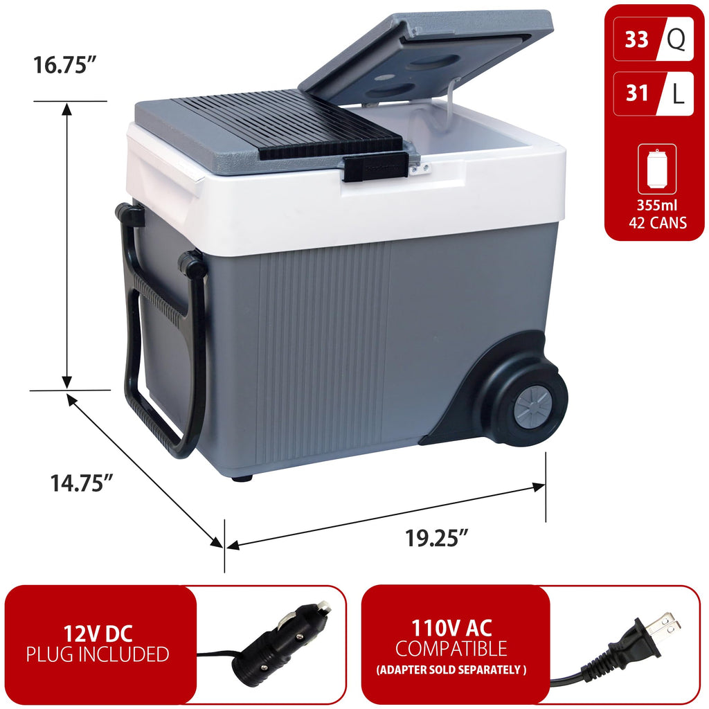 Koolatron Portable Cooler - Electric Cooler For Car, Camping, Travel, 12 V Insulated Hard Sided Refrigerator For Vehicle, Boat,
