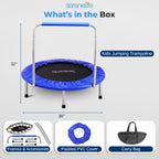 SereneLife 36 Mini Foldable Toddler Trampoline with Handle Bar, Rebounder Trampoline for Kids, Indoor/Garden Fitness & Play, Exe