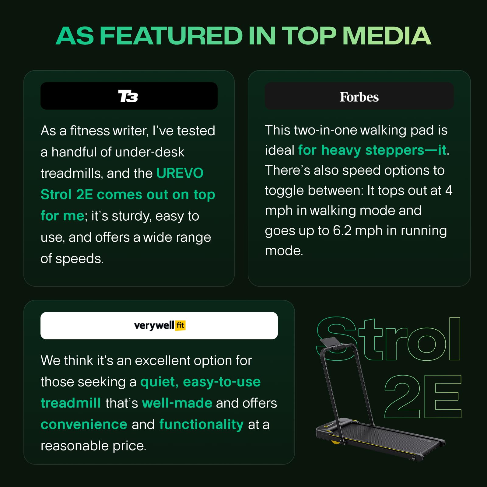 UREVO Smart 2-in-1 Folding Treadmill, Compact Walking Pad with Safety Handle, Plug and Play, Dual LED Display, Workout APP, Walk