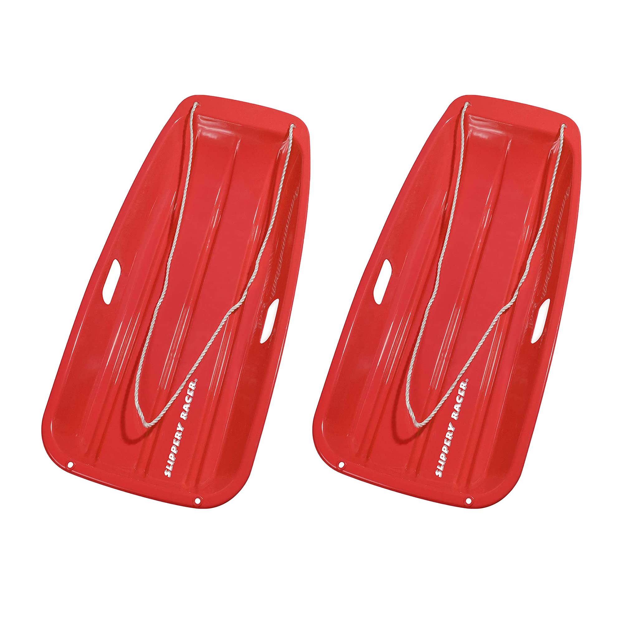 Slippery Racer Downhill Sprinter Flexible Kids Toddler Plastic Cold-Resistant Toboggan Snow Sled With Pull Rope And Handles, Red
