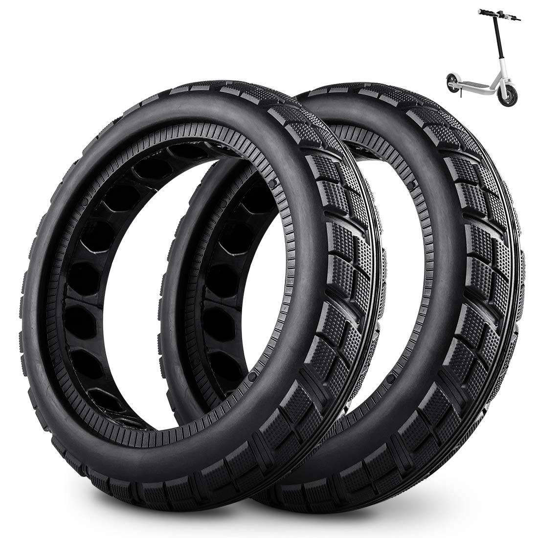 FOXNSK 8.5 Inch Solid Tire Tyre for Mijia M365, Front/Rear Rubber Tire Wheel Replacement for Electric Scooter 8 1/2x2 Anti-Slip 
