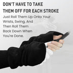 Finger Ten Winter Golf Gloves Men Mitts Mitten Warm Fleece In Pair, Pull Up Fit Soft Comfortable Set (Black, Large)