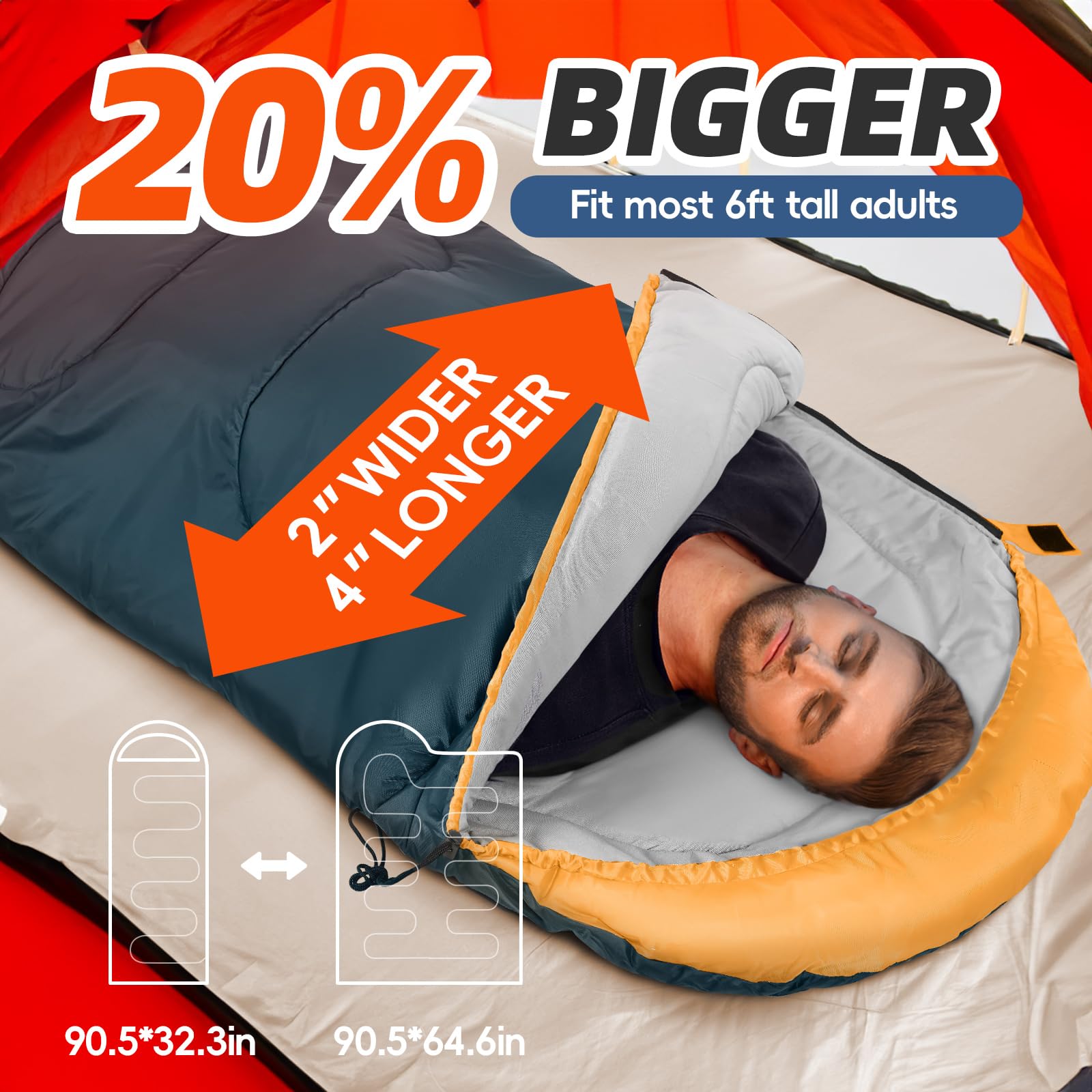 Mereza Sleeping Bags Xl For Adults Mens Large Wide Sleeping Bag For Camping & Backpacking Big And Tall Sleeping Bags For Women 4