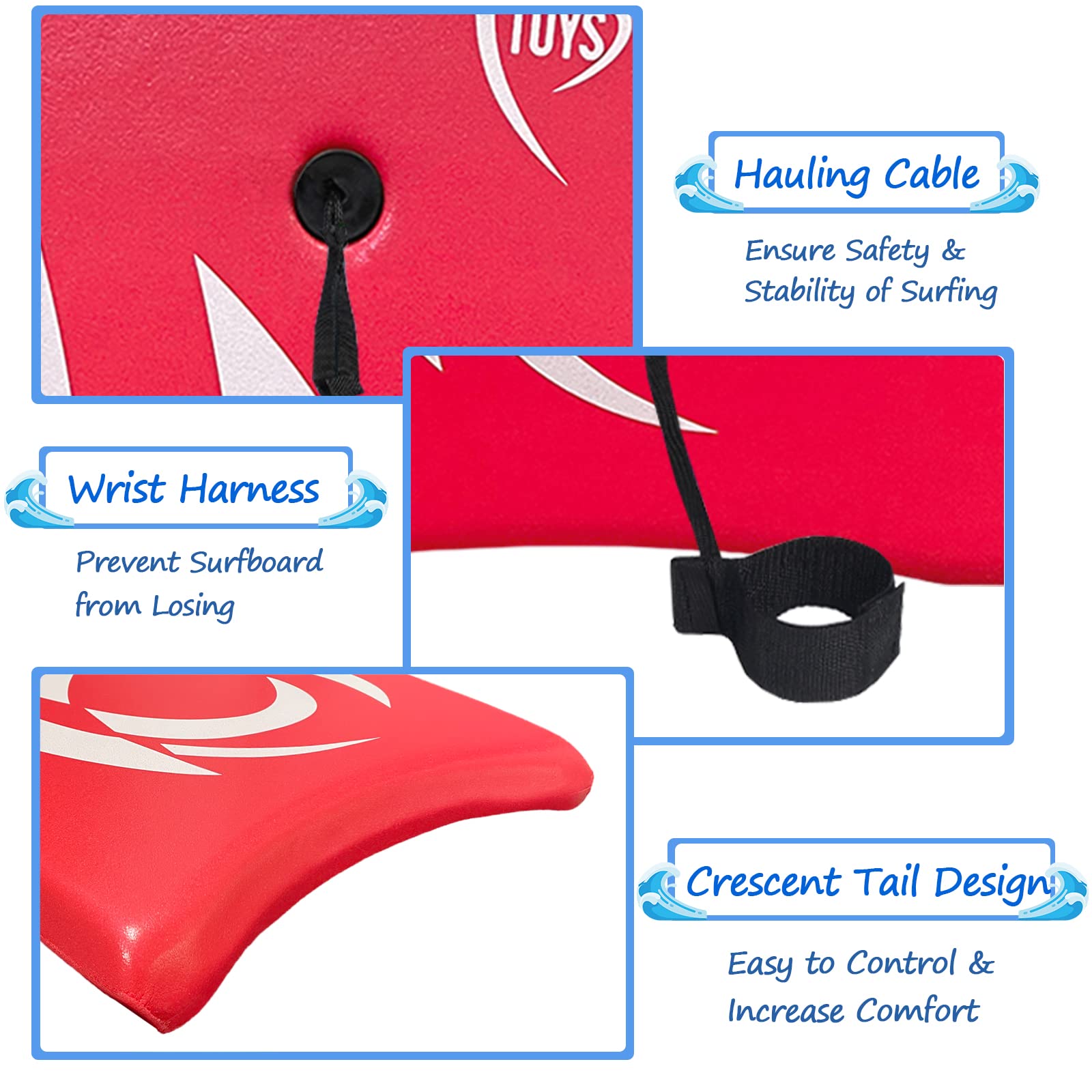 Bo-Toys Body Board Lightweight With Eps Core (Red, 33-Inch)
