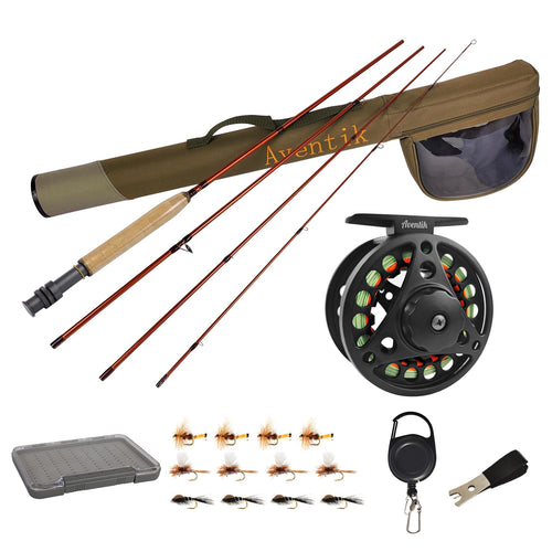 Aventik Extreme Fly Fishing Combo Kit 0/1/2/3/4/5/6 Weight Starter Fly Fishing Rod And Reel Kit Outfit With One Travel Case(9'0'