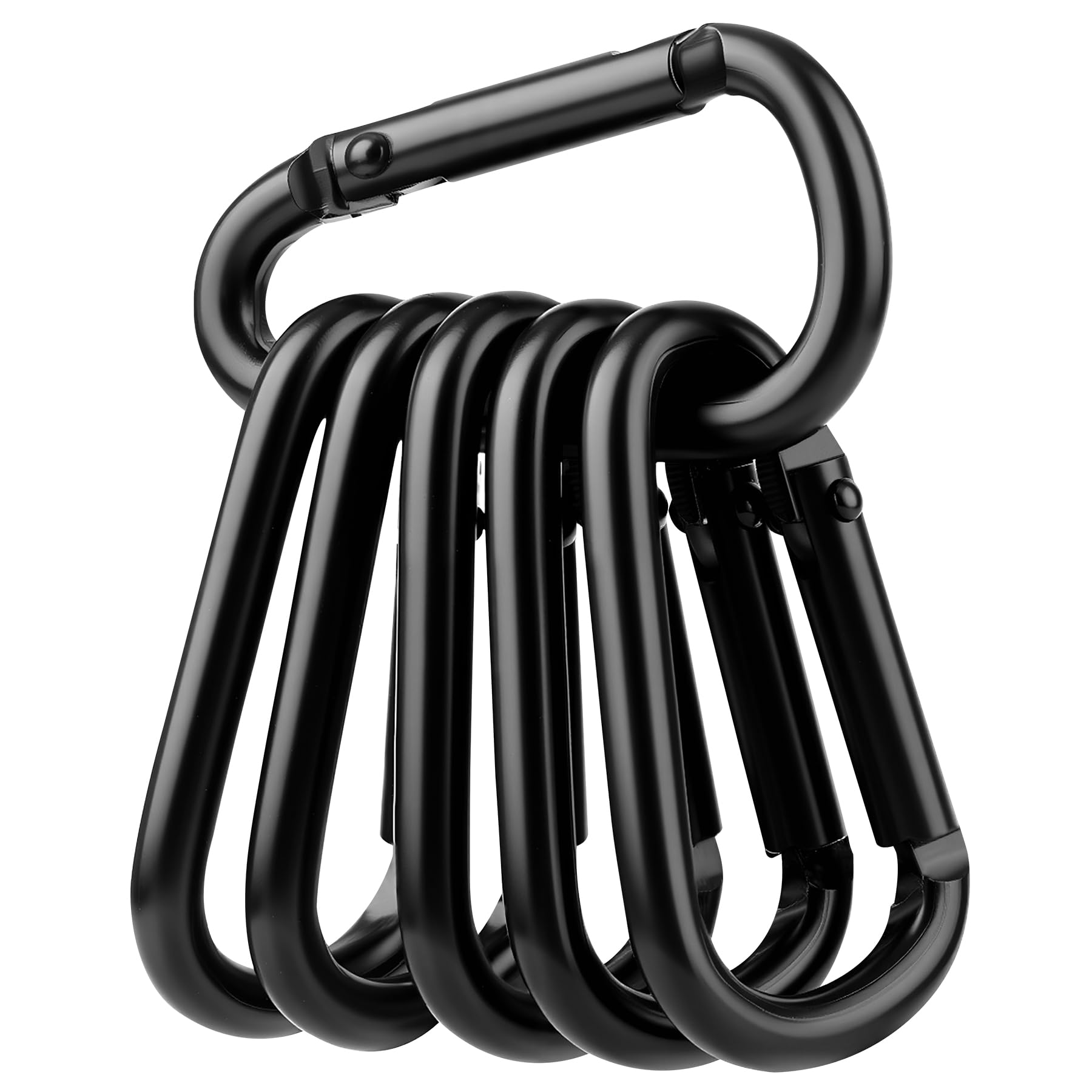Booms Fishing Cc2 Carabiner Clip, Small Carabiner Keychain, Multi-Use Aluminium D Ring Caribeener Clips, 6Pcs 2Inch Black