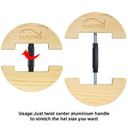 Yunjing Hat Stretcher Wooden Adjustable Buckle One Size Fits All From 6-1/2 To 9-1/2, Heavy Duty, Easy To Use For All Caps (Blue