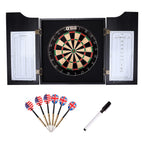 Gse Professional Solid Wood Classic Dartboard Cabinet With Sisal/Bristle Dartboard, Dart Scoreboard, And 6 Steel Tip Darts, Easy