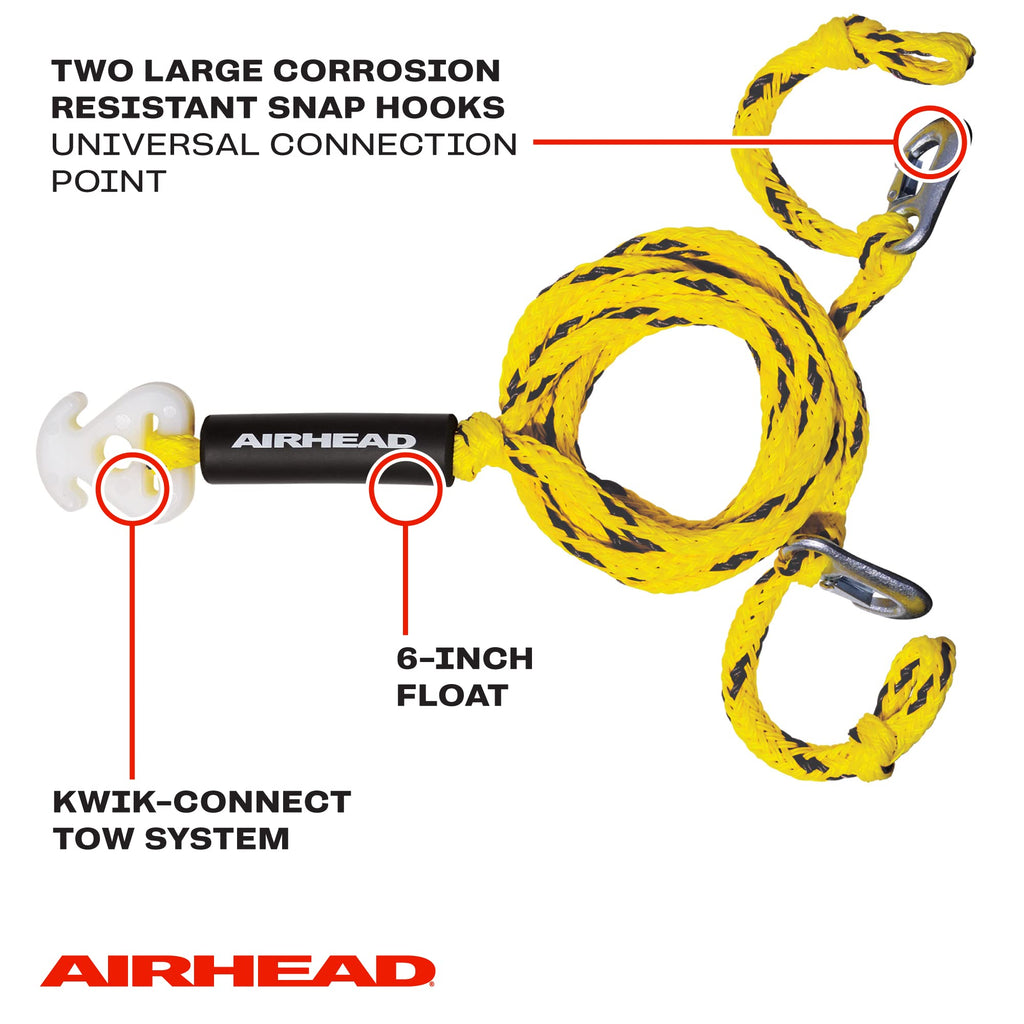 Airhead Heavy Duty Tow Harness For 1-4 Rider Towable Tubes, Water Skis, Wakesurf Boards And Wakeboards, 16-Feet
