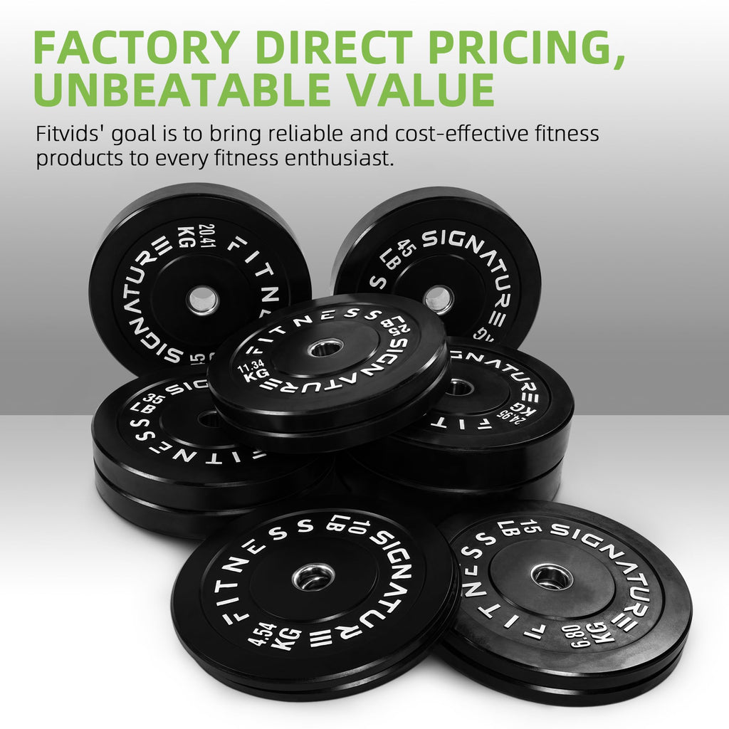 Fitvids Olympic Bumper Plates Set, 2'' Weight Plates For Strength Training & Weightlifting, Pair Of 10Lbs