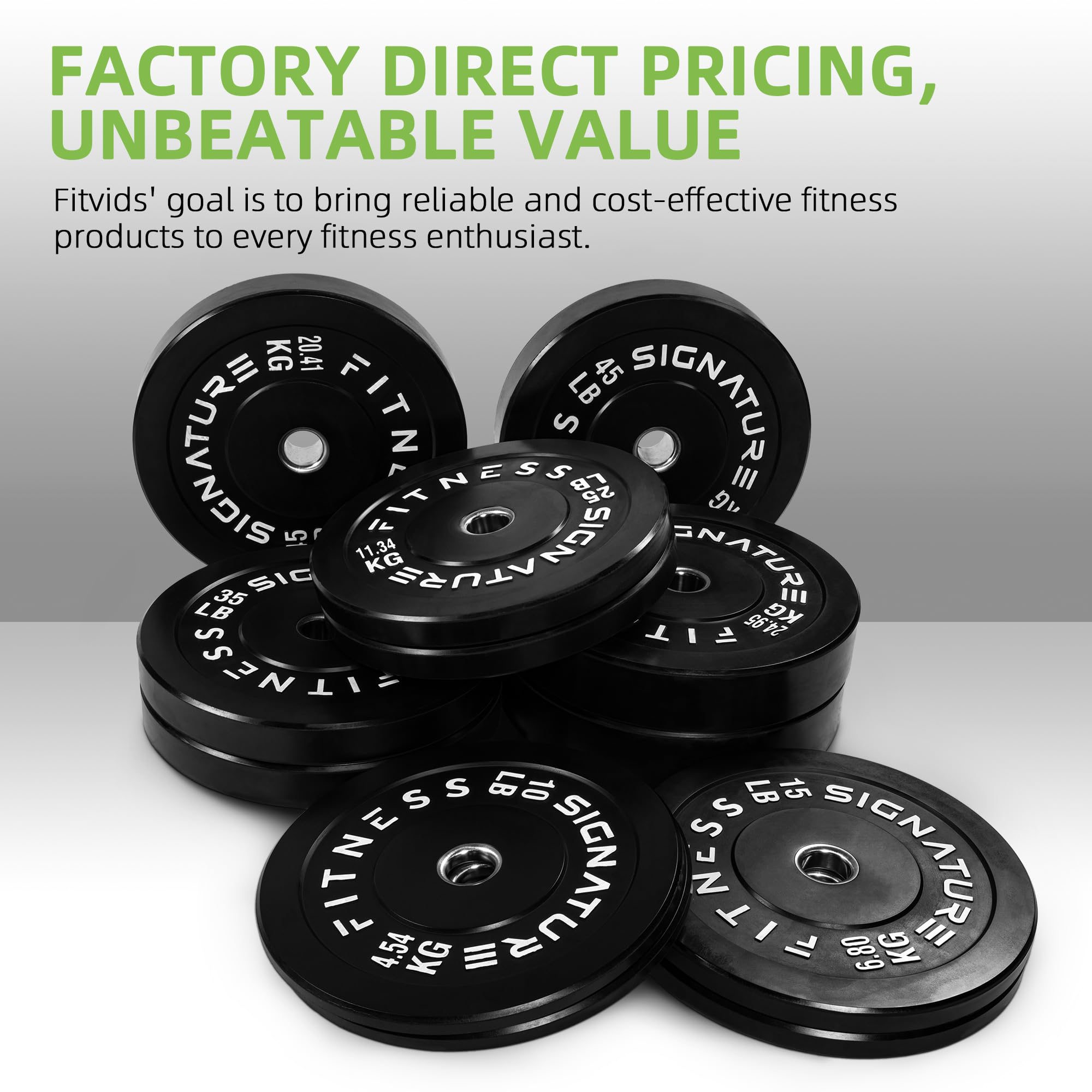 Fitvids Olympic Bumper Plates Set, 2'' Weight Plates For Strength Training & Weightlifting, Pair Of 10Lbs