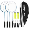 Hiraliy Badminton Rackets Set Of 4 For Outdoor Backyard Games, Including 4 Rackets, 12 Nylon Shuttlecocks, 4 Replacement Grip Ta
