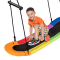 Costzon Saucer Tree Swing, Height Adjustable Platform Swing with Soft Padded Edge, Handles, Hanging Ropes for Kids Adults Indoor