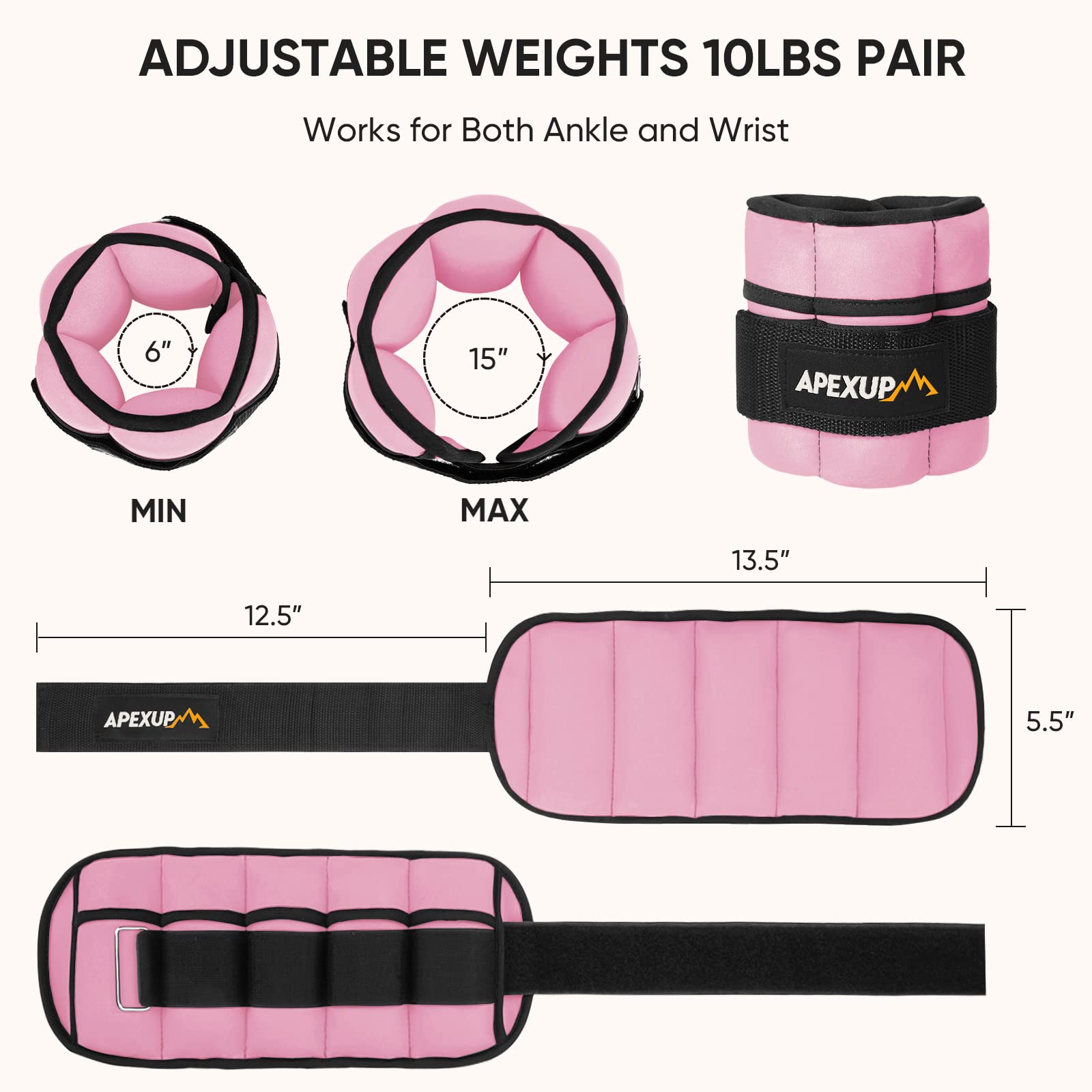 Apexup Adjustable Ankle Weights For Women And Men, Modularized Leg Weight Straps For Yoga, Walking, Running, Aerobics, Gym (2-10