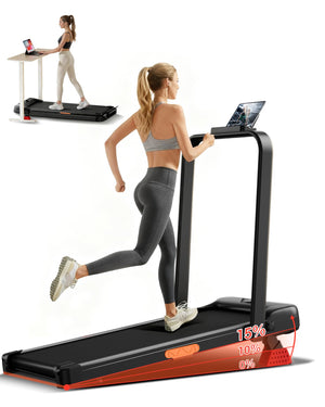 15% Incline Walking Pad Treadmills for Home and Office, 3-in-1 Folding Treadmill, Portable Under Desk Treadmill with 2.5 HP Quie