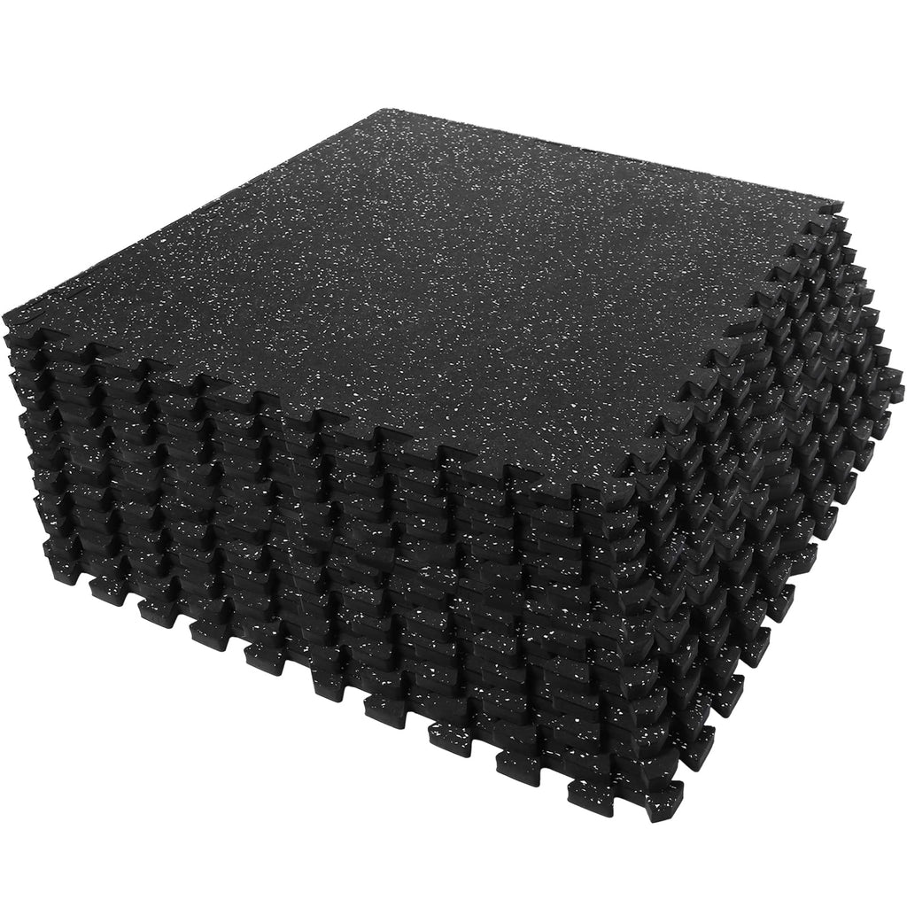 SUPERJARE 0.56 Thick 12 Pcs 48 Sq Ft Rubber Top Exercise Equipment Mats, High Density EVA Foam Mats with Rubber Top, Interlock