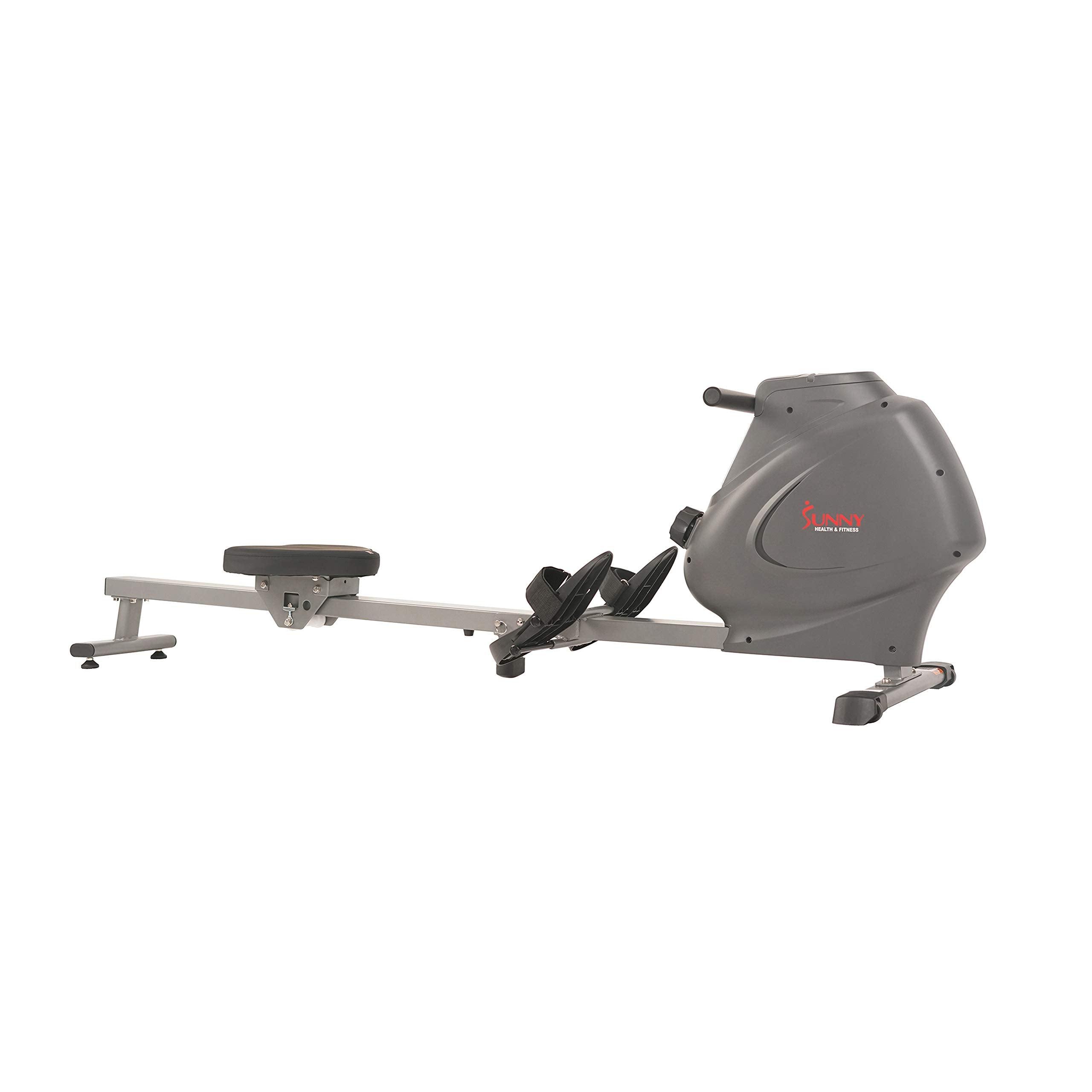 Sunny Health & Fitness Compact Folding Magnetic Rowing Machine With Lcd Monitor, Bottle Holder, 43 Inch Slide Rail, 285 Lb Max W