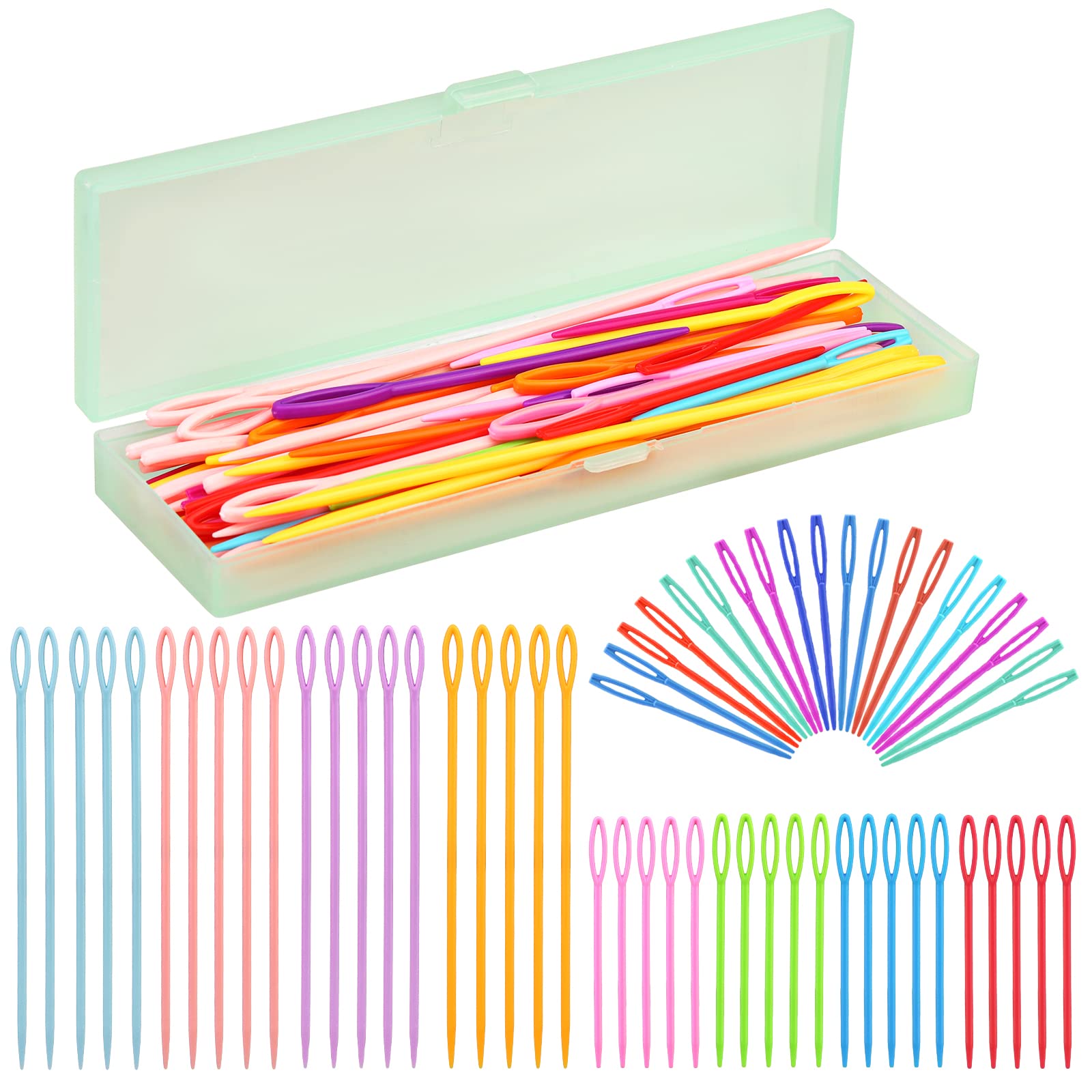 60Pcs Plastic Sewing Needles, Large Eye Plastic Yarn Needles For Kids, 276354591 Inch Plastic Needles For Yarn And Craft Plastic