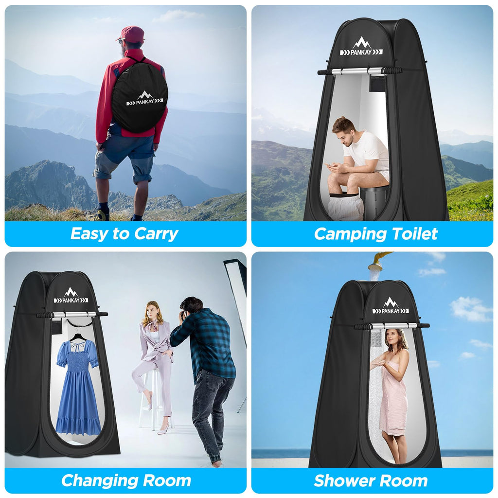 Pankay Camping Toilet With Pop Up Privacy Tent, X Large Portable Toilet Potty For Adults, Outdoor Camping Shower Tents Changing