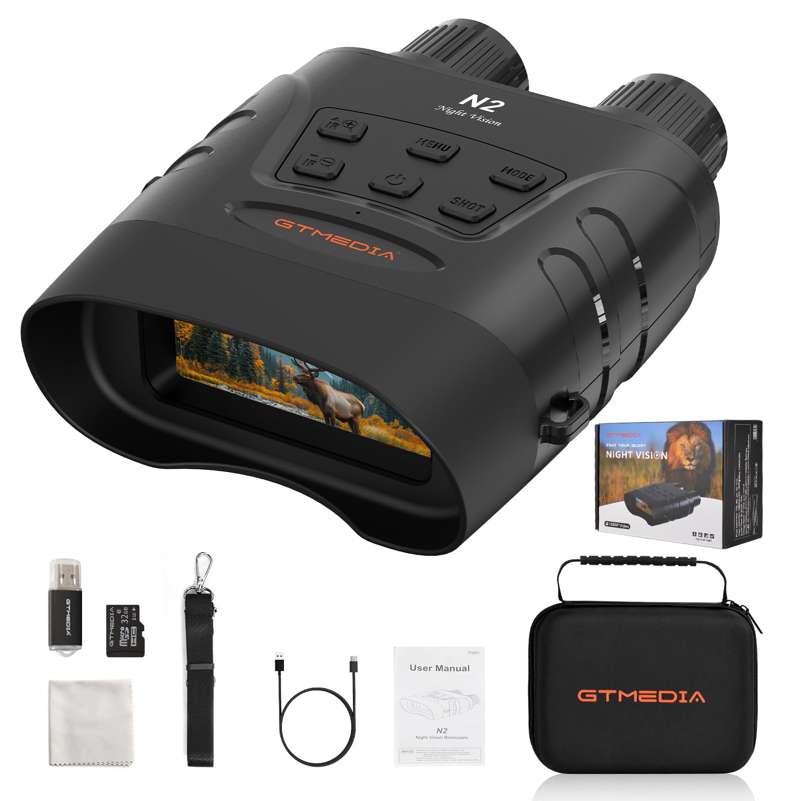Night Vision Goggles,4K Infrared Night Vision Binoculars For Viewing In 100% Darkness With Hd Large Screen, 5X Digital Zoom & 7 
