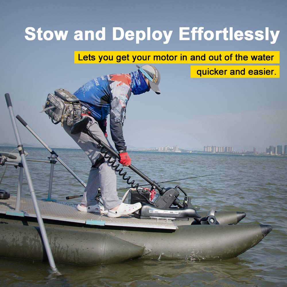 Aquos Haswing Black 12V55Lbs 54Inch Bow Mount Trolling Motor With Remote Control, Wired Foot Control, Quick Release Bracket For