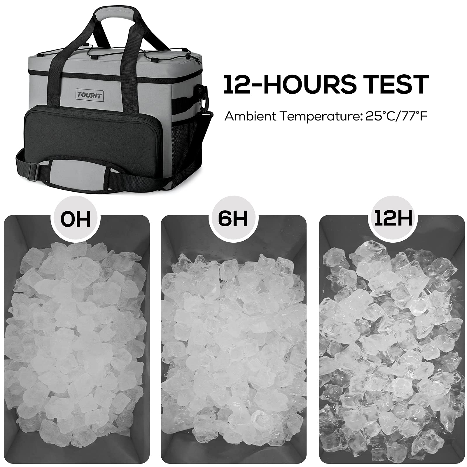 Tourit Cooler Bag 46-Can Insulated Soft Cooler Portable Cooler Bag 32L Lunch Coolers For Picnic, Beach, Work, Trip, Grey