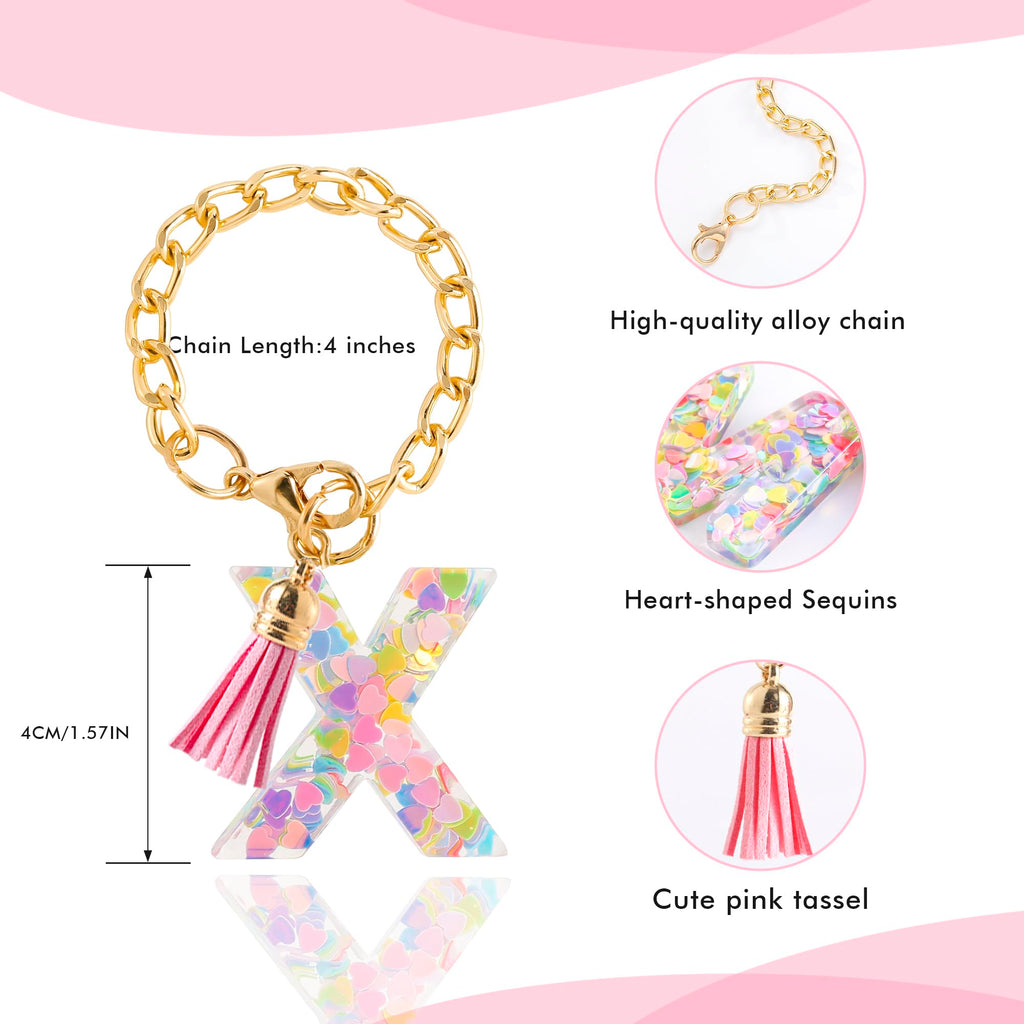 Letter Charm Accessories for Stanley Cup 1 PCS Cute Initial Keychain Handle Charm for Stanley Tumbler for Women Pink Letter X