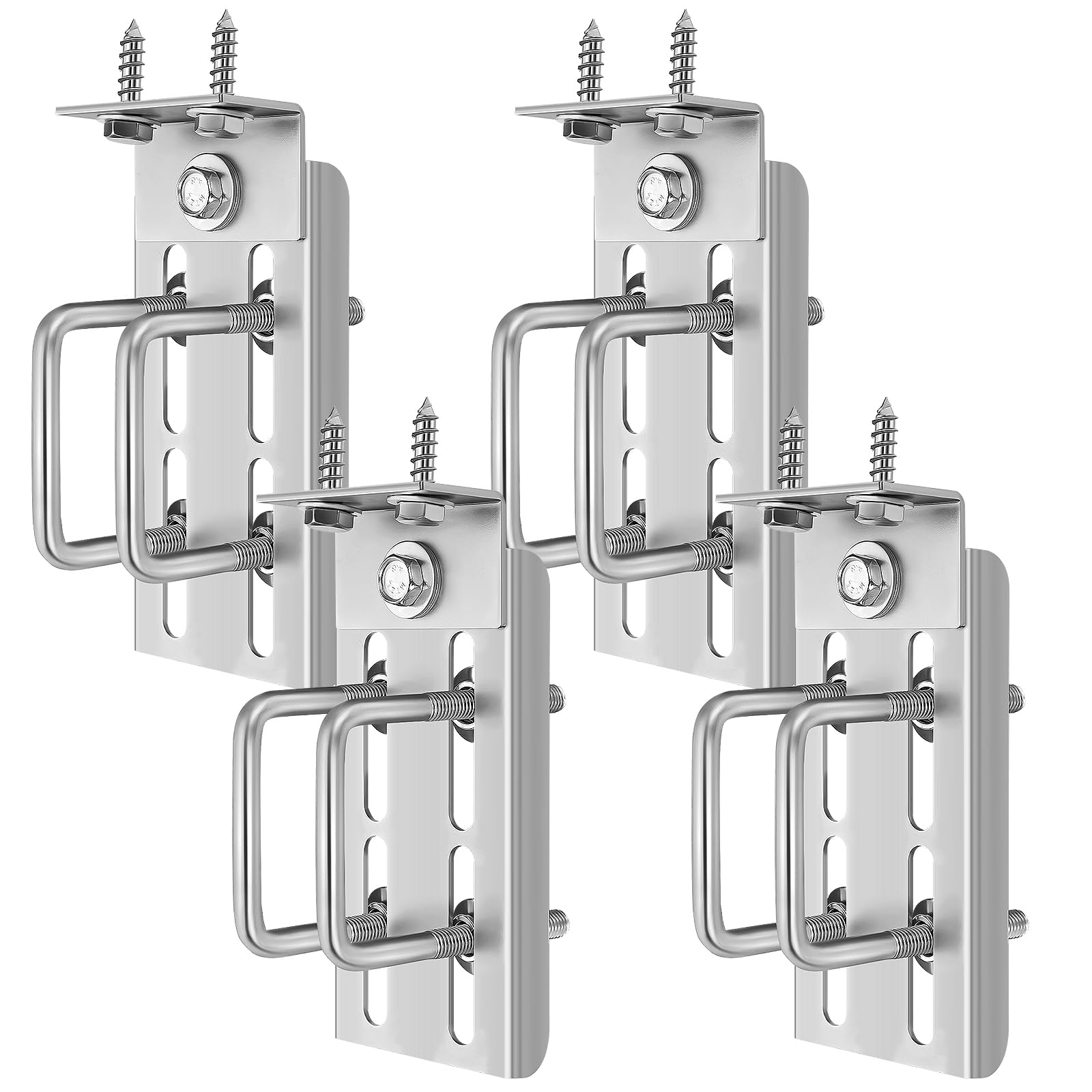 Yaocom 2 Sets 8 Boat Trailer Bunk Brackets, Galvanized Double U Bolt Swivel Top Bunk Bracket Kit for 1.5 x 3, 2 x 3, 3 x 3 Boat 