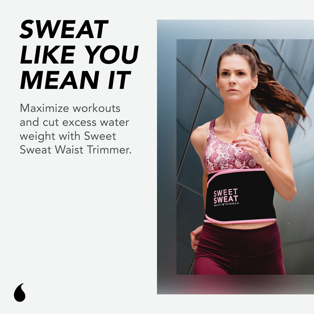 Sweet Sweat Waist Trimmer For Women And Men - Sweat Band Waist Trainer Belt For High Intensity Training And Gym Workouts, 5 Adju
