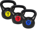 OLIXIS 3-Piece Kettlebell Set, Wide Grip Kettlebell Exercise Fitness Weight Set for Home Gym, Strength Training, 45LBS Set