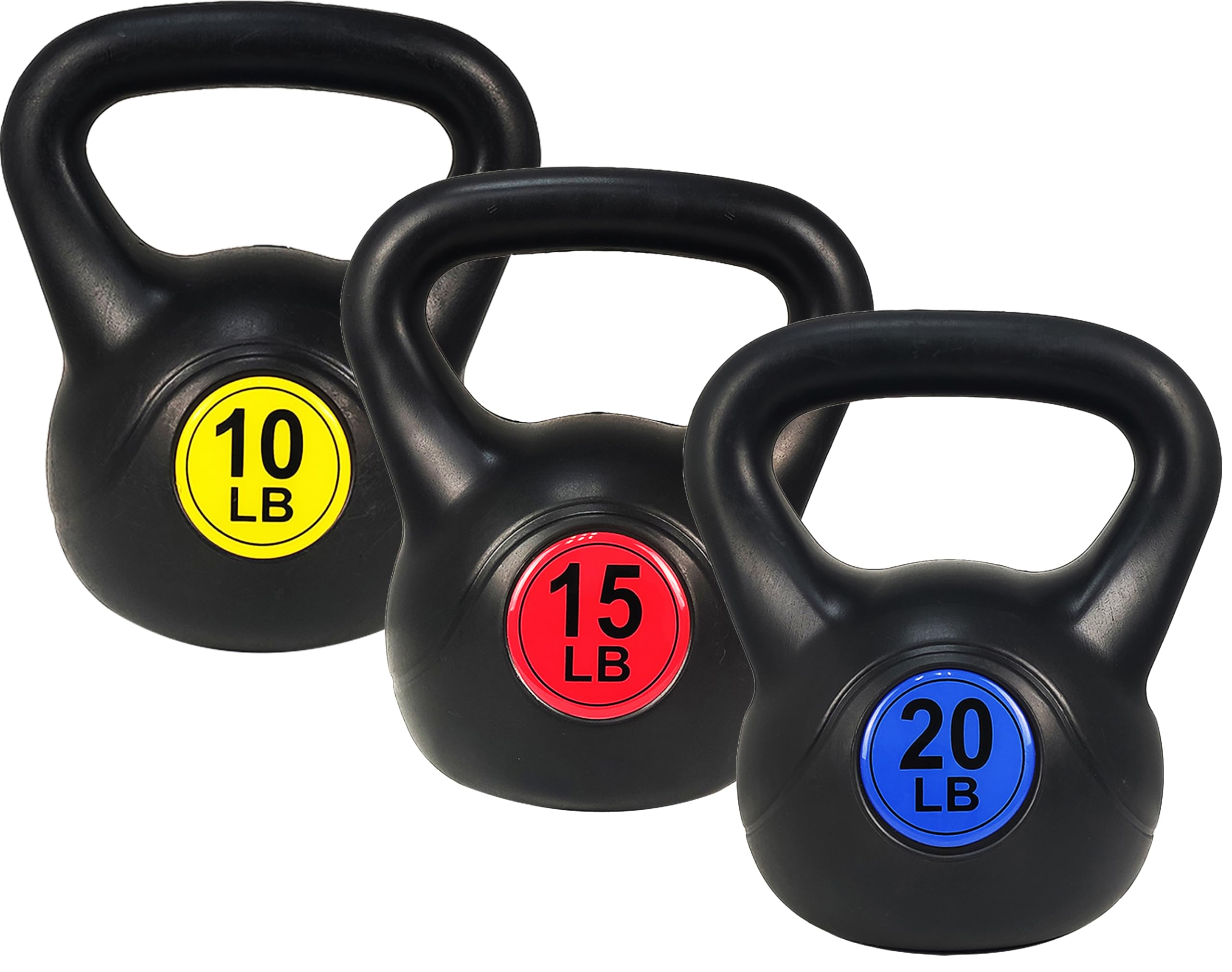 OLIXIS 3-Piece Kettlebell Set, Wide Grip Kettlebell Exercise Fitness Weight Set for Home Gym, Strength Training, 45LBS Set