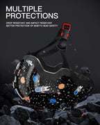 Toddler Bike Helmet 1-3 Years Old- with 12 Vents & Dual Liner (0.16+0.28) - Adjustable Dial Fit (45-51cm) (XS,Space)