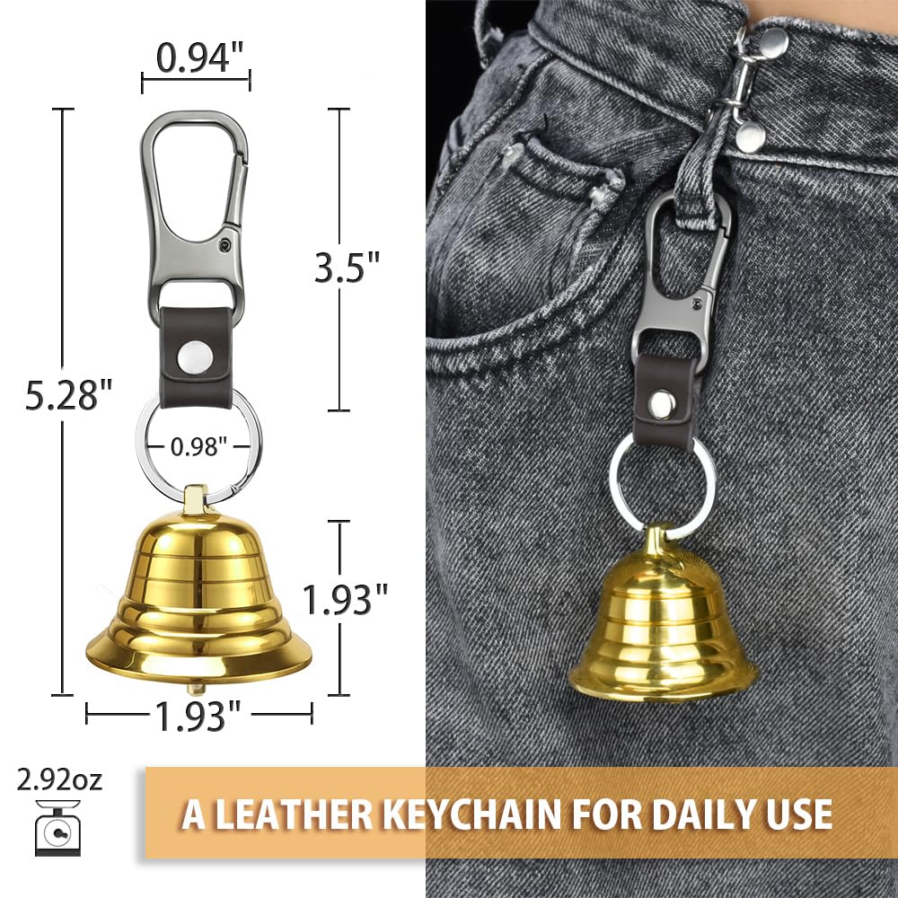 Nedfoss 2 Loud Bear Bell With Whistle Set For Hikers, 3 In 1 Hiking Gear Solid Brass Bear Bells With Silencer, Emergency Whistle
