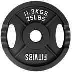 Fitvids Olympic 2-Inch Cast Iron Plate Weight Plate For Strength Training And Weightlifting, Two Hole Style, 25Lb Pair