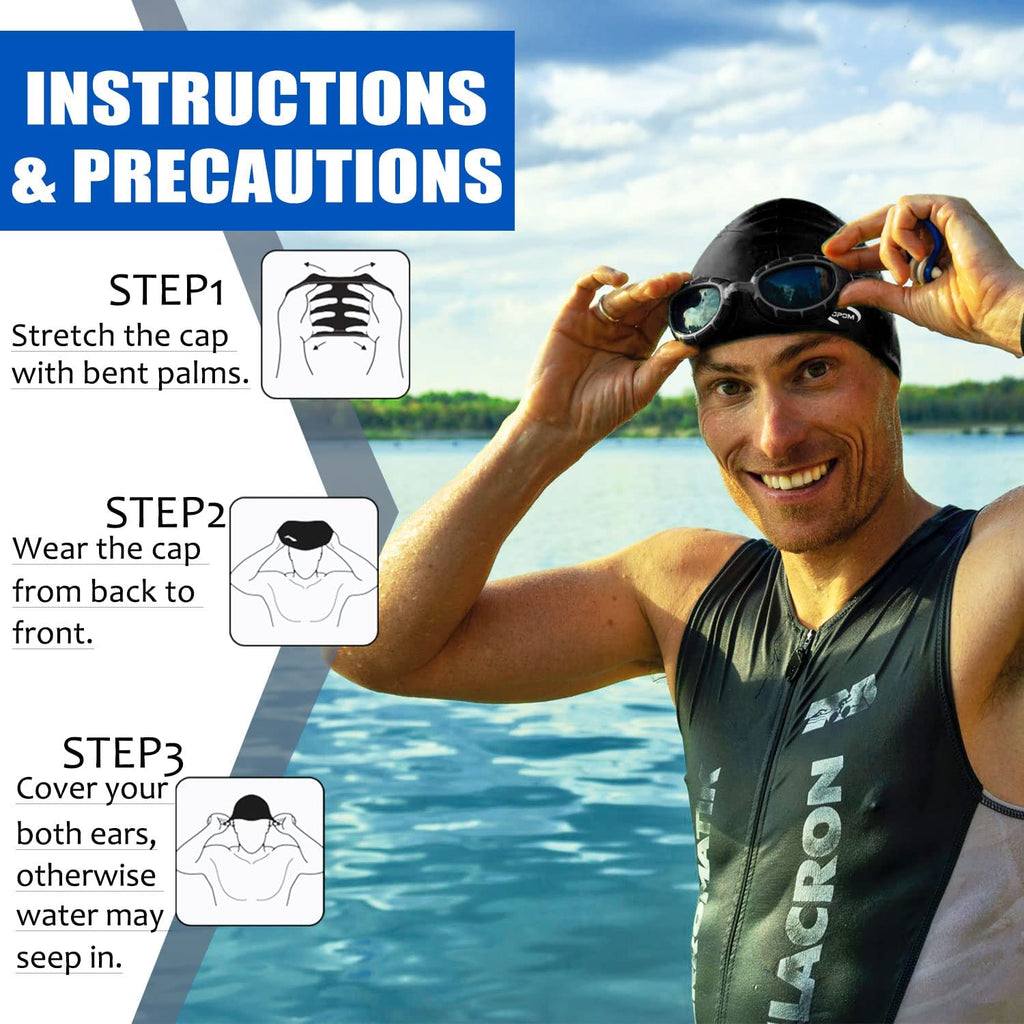 Women Silicone Swimming Cap, High Elasticity Thick Swim Hats For Long Hair, Bathing Swimming Caps For Women And Men Keep Your Ha