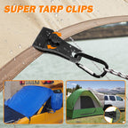Upgrade Large Tarp Clips Heavy Duty Lock Grip -Total 24 Pcs Tarp Clamps Thumb Screw Tent Fasteners Clips With Carabiner For Camp