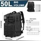 G4Free 50L Tactical Backpack 3 Day Assault Pack Outdoor Bug Out Bag Military Style For Trekking Camping Fishing Hiking