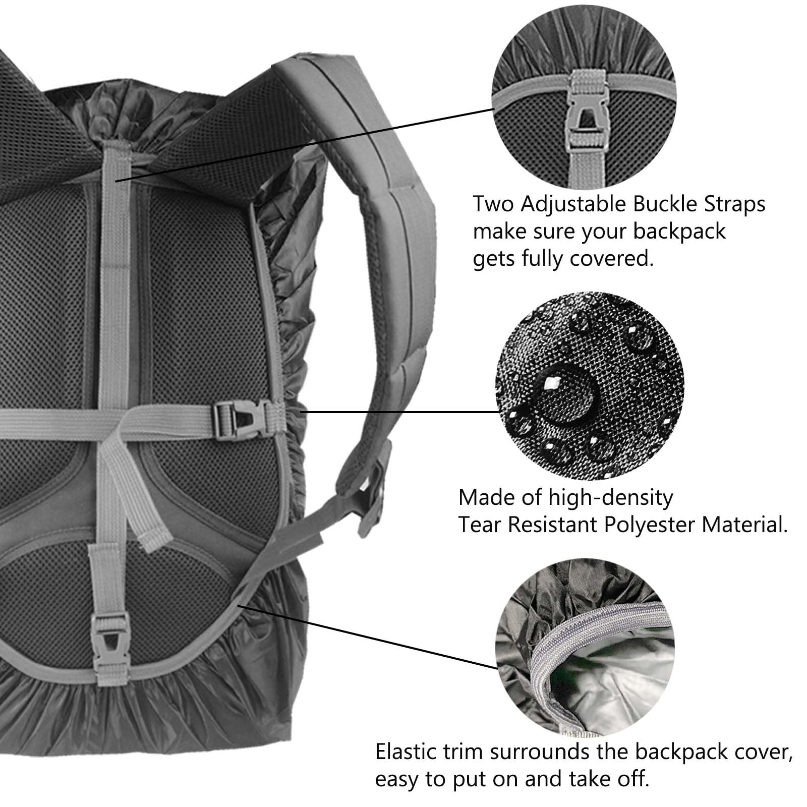 Frelaxy Waterproof Backpack Rain Cover, 8000Mm Waterproof Level, Upgraded Ultra-Strong Multilayer Structure, Antislip Cross Buck