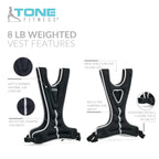 Tone Fitness 8Lb Weighted Vest, Black