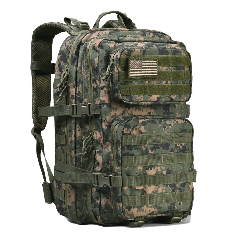 Reebow Gear Military Tactical Backpack Large Army 3 Day Assault Pack Molle Bag Backpacks (Woodland Camo)