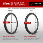 Fincci Pair 29 X 2.25 Inch Bike Tires 57-622 Foldable 60 Tpi With Nylon Protection For Mountain Enduro Gravel Mtb Hybrid Bicycle