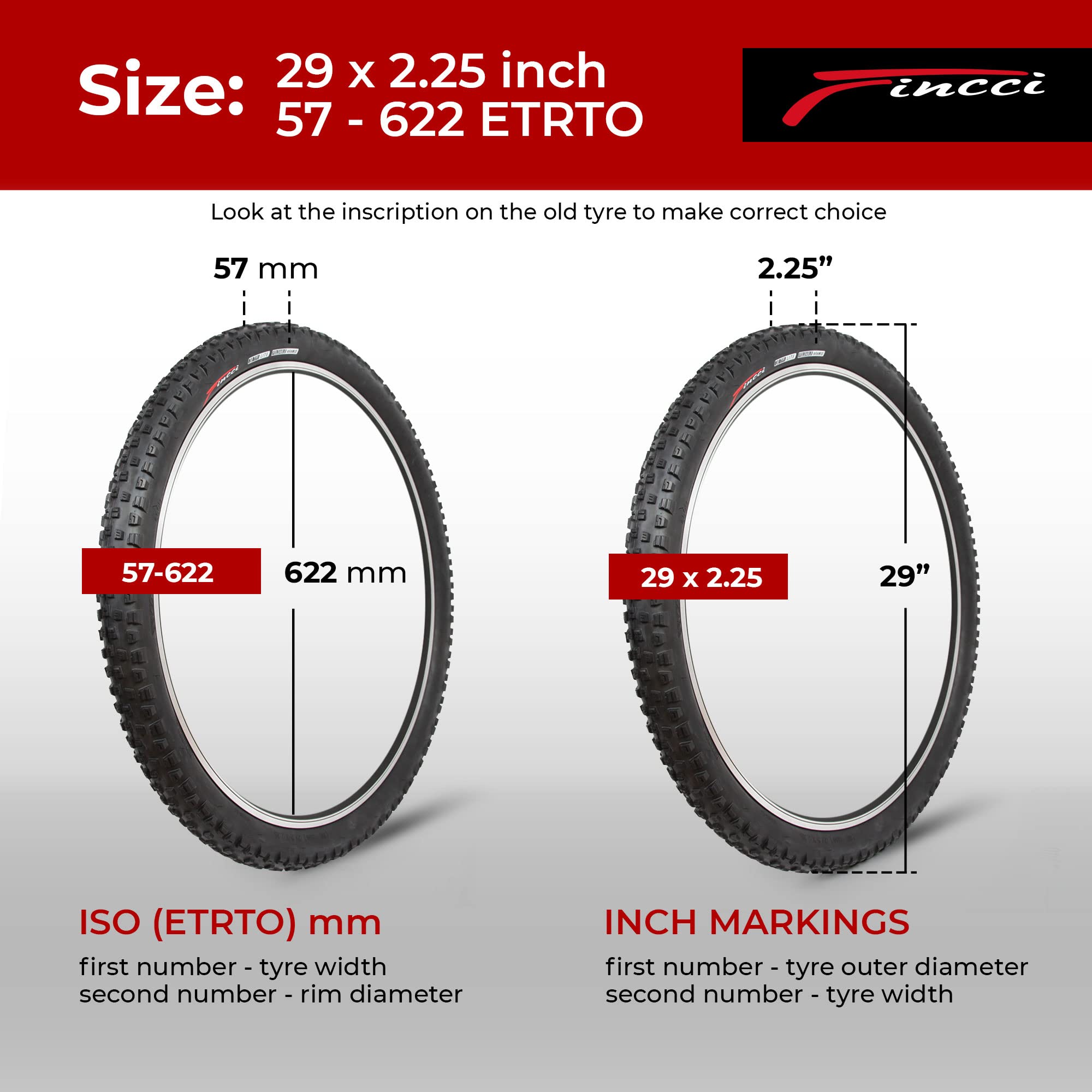 Fincci Pair 29 X 2.25 Inch Bike Tires 57-622 Foldable 60 Tpi With Nylon Protection For Mountain Enduro Gravel Mtb Hybrid Bicycle