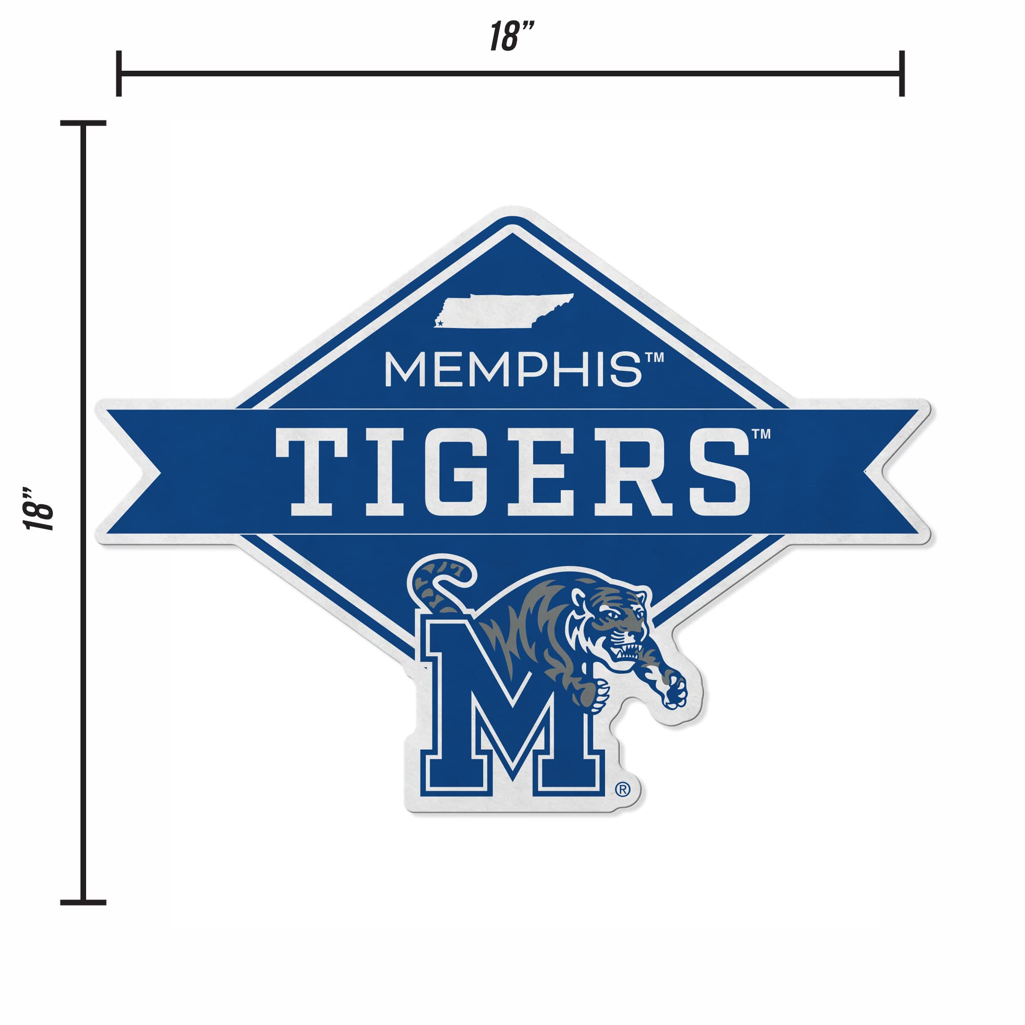 Rico Industries Ncaa Memphis Tigers Diamond Shape Cut Pennant - Home And Living Room D  Cor - Soft Felt Ez To Hang 20.5 X 18