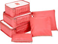Fiveren Nylon 6 Pcs Packing Cubes Set Travel Luggage Organizers Suitcase Accessories, Pink I Pink, 30 Cm, 12 Cm