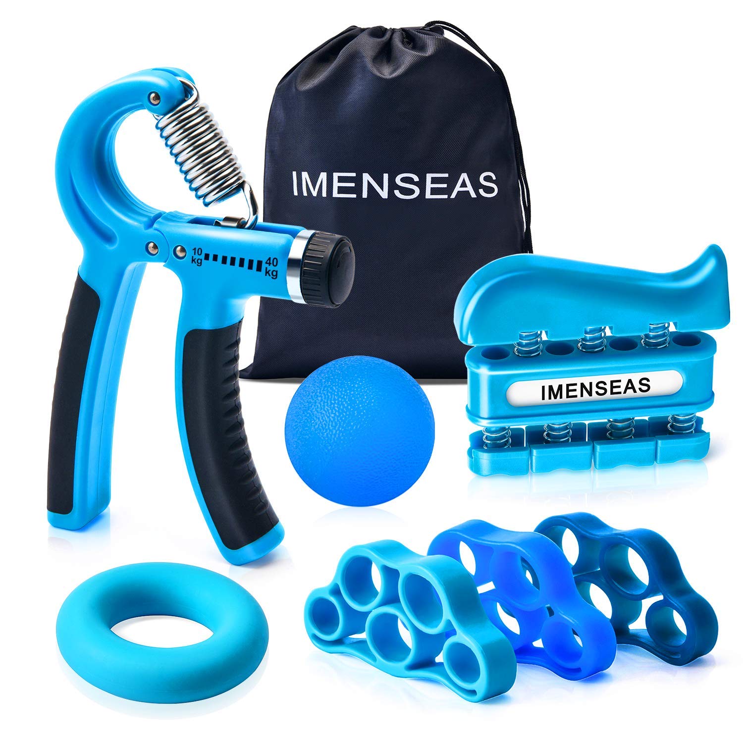 Imenseas Hand Grip Strengthener 7 Pack Adjustable Hand Gripper Finger Stretcher Resistance Extensor Bands Finger Exerciser Grip 