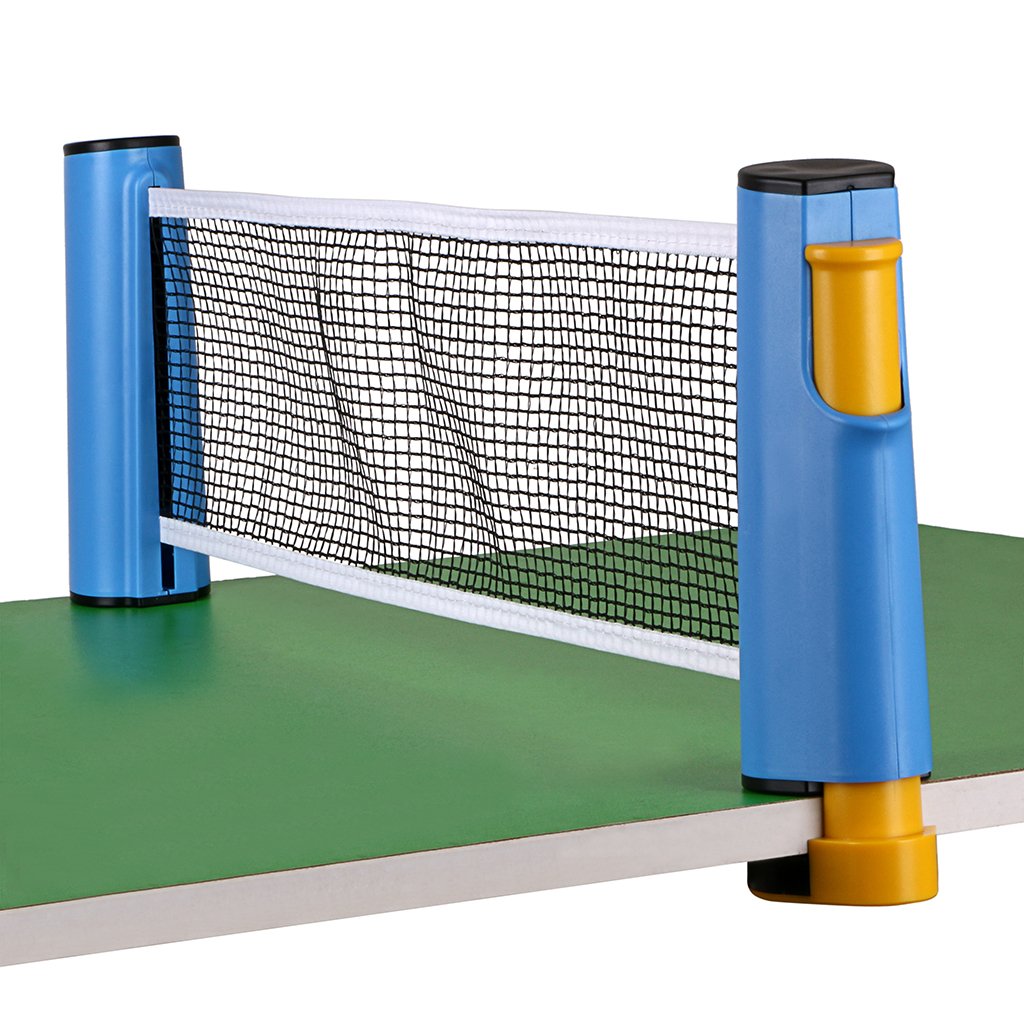 Hipiwe Retractable Table Tennis Net Replacement, Ping Pong Net And Post, 6 Feet(1.8M, Fits Tables Up To 2.0 Inch (5.0 Cm) (Blue)
