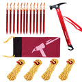 Haploon Camping Accessories Kit, Aluminum Tent Mallet Stake Hammer With Metal Tent Pegs, Nylon Guyline Rope 4X13Ft With Cord Adj