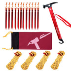 Haploon Camping Accessories Kit, Aluminum Tent Mallet Stake Hammer With Metal Tent Pegs, Nylon Guyline Rope 4X13Ft With Cord Adj