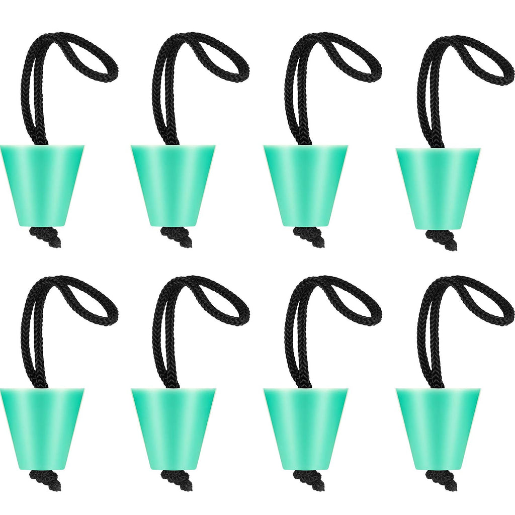 Sumind 8 Pieces Kayak Scupper Plug Silicone Scupper Plug Drain Holes Stopper Bung With Lanyard(Fluorescent Green)