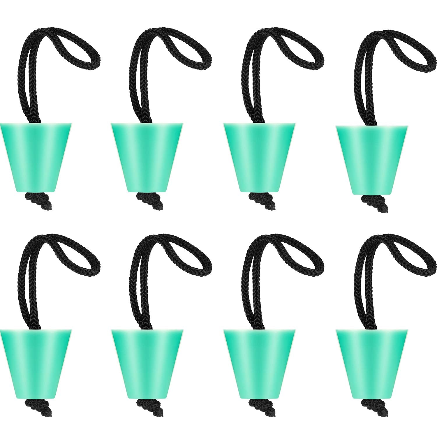 Sumind 8 Pieces Kayak Scupper Plug Silicone Scupper Plug Drain Holes Stopper Bung With Lanyard(Fluorescent Green)